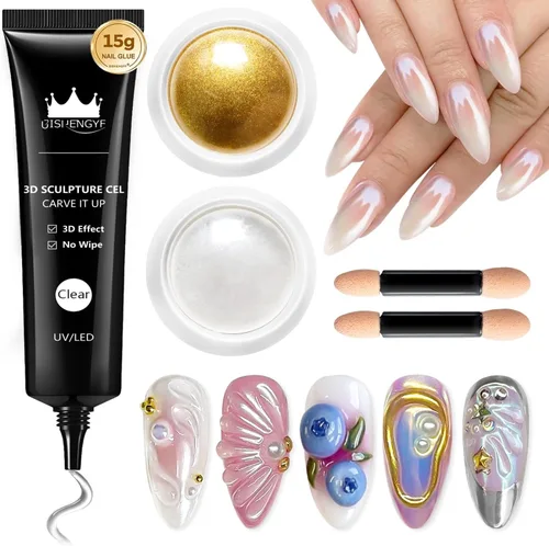 Miniatura 19 de Polvo para Uñas Cromado BISHENGYF -【Efecto de Hadas】Polvo Cromado Dorado para Uñas Aurora Sirena Perla Blanca Rosa Cromado para Uñas, Pigmento