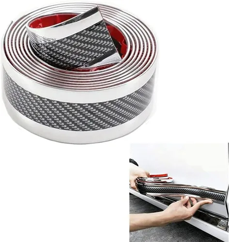 Miniatura 10 de Protector universal de fibra de carbono para puerta de automóvil, adhesivo flexible y autoadhesivo para umbral de puerta de auto, SUV, camión, Negro