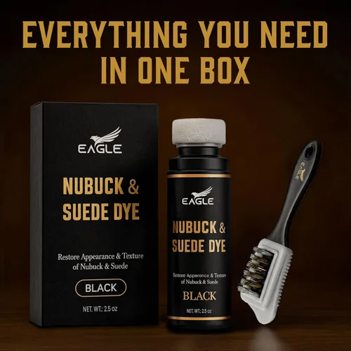 Miniatura 3 de Eagle - Tinte para nubuck y ante negro con aplicador y cepillo de ante de 3 vías - Restaurador de color para zapatos, botas, chaquetas, bolsos y más