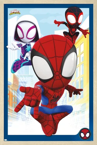 Miniatura 7 de Marvel Spidey and His Amazing Friends - Póster de pared grupal, 22.4 pulgadas de largo x 14.7 pulgadas de ancho, versión enmarcada de madera