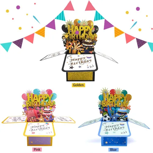 Miniatura 7 de Tarjeta desplegable de feliz cumpleaños para mujeres y hombres, divertida caja de felicitación 3D de cumpleaños con sobres, etiqueta de notas