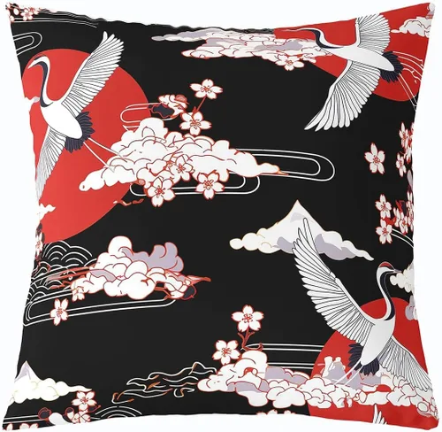 Erosebridal Juego de 1 funda de almohada de 16 x 16 pulgadas, estilo japonés, diseño de flores de cerezo, para adultos, mujeres, niñas, patrón
