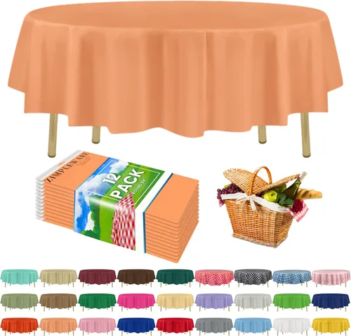 Miniatura 9 de Zimpleware - Mantel redondo de plástico para fiestas de 213 cm (84 pulgadas) de diámetro (paquete de 1, 6 y 12 unidades)