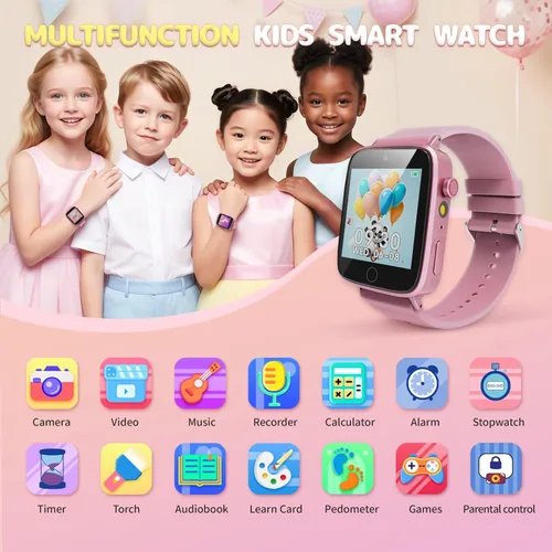 Miniatura 2 de ZUODUN Relojes Inteligentes para Niñas de 4 a 12 Años, Reloj Inteligente para Niños con Cámara, 26 Juegos de Rompecabezas, Reloj Despertador, Rosa