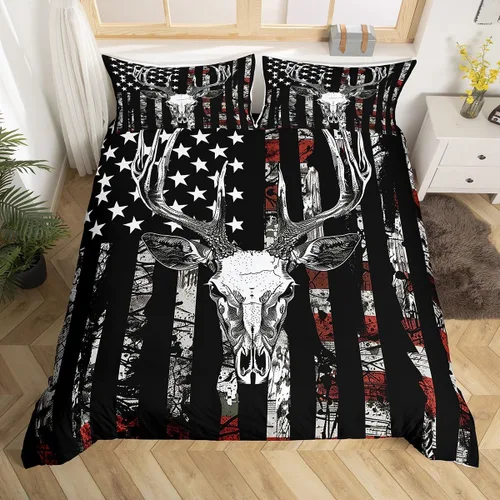 Miniatura 8 de Funda de edredón de ciervos de alce, juego de ropa de cama de animales del bosque, decoración rústica de granja, funda de edredón individual
