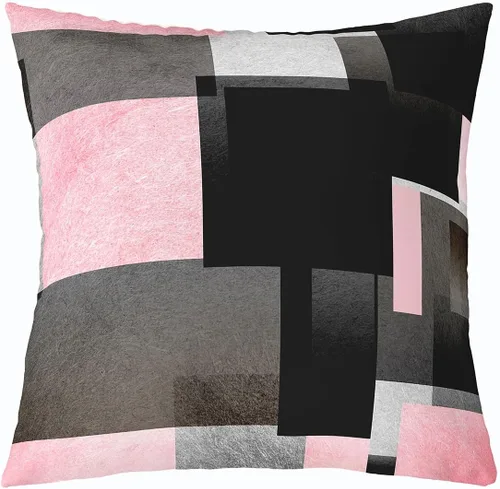 Miniatura 17 de Feelyou Juego de 4 fundas de almohada geométricas reversibles para exteriores de 16 x 16 pulgadas, diseño geométrico de rayas negras y grises, juego