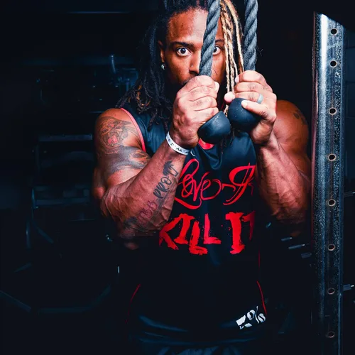 Miniatura 6 de 5% Nutrition Rich Piana Love It Kill It - Camiseta de baloncesto roja y negra