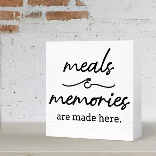 Miniatura 6 de Letreros de madera para cocina, con texto en inglés "Meals and Memories are Made Here" ("Meals and Memories are Made Here") para cocina, letrero