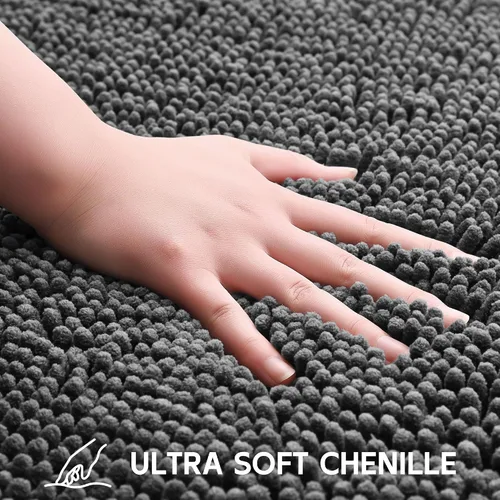 Miniatura 3 de Alfombra de baño de felpilla extrasuave y absorbente, 60 x 24 pulgadas, parte trasera de goma antideslizante, alfombra de baño grande lavable
