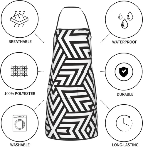 Miniatura 6 de printidea Printed kitchen apron, unisex housework supermarket hotel barbecue apron, 28.3 * 20.4 inch household cleaning apron