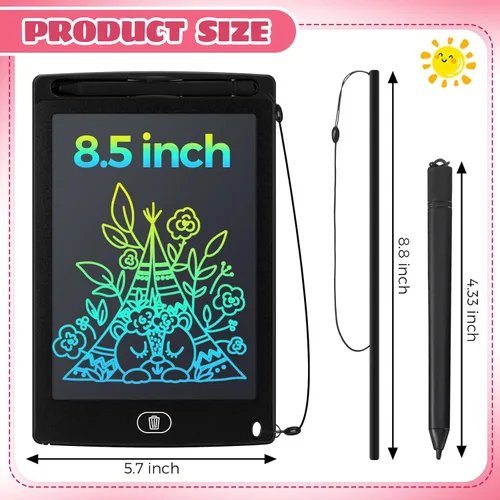 Miniatura 2 de Zhehao 32 tabletas de escritura LCD para niños a granel de 8.5 pulgadas, tablero de garabatos colorido borrable, juguete educativo, regalo de Negro