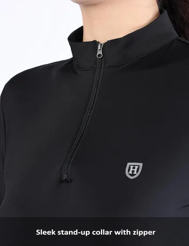 Miniatura 3 de Harrison Howard Camisa ecuestre de manga larga para mujer, con absorción de sudor, secado rápido, capa base con cremallera de 14