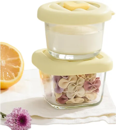 Miniatura 7 de Paquete de 2 recipientes de vidrio pequeños de 4 onzas con tapas, herméticos cuadrados de vidrio para alimentos, tarros de vidrio con flores