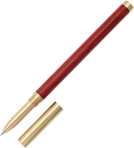 Miniatura 7 de Gullor Ingenuity - Bolígrafo de madera hecho a mano, tapa de latón, bolígrafo de tinta negra para oficina y negocios, color negro