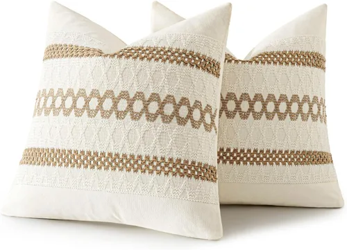 Miniatura 8 de MIULEE Fundas de almohada lumbares decorativas bohemias, cojín de algodón retro, tejidas de macramé para decoración del hogar para cama, sofá, neutro