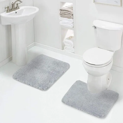 Miniatura 10 de Walensee - Juego de tapete antideslizante para baño, mullido, de suave microfibra, absorbente de agua, lavable a máquina, alfombra de felpa gruesa