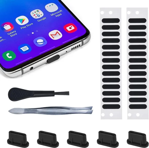 Miniatura 8 de Protector de cubierta de altavoz para iPhone, calcomanías adhesivas de malla a prueba de polvo, 5 tapones antipolvo para iPhone 14/14 Pro Max