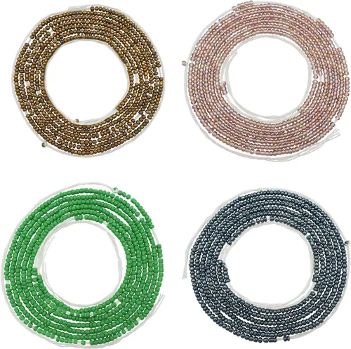 Miniatura 27 de 4 cuentas de cintura africana hechas a mano de 50 pulgadas para mujer, no elásticas (corbata)