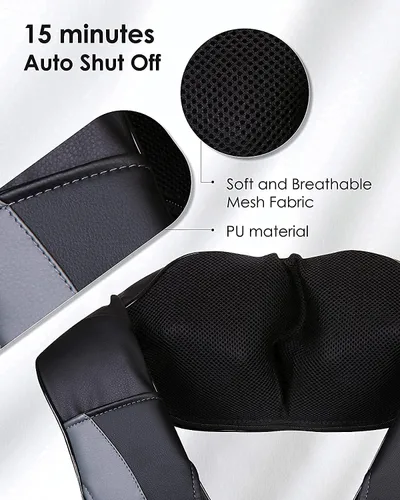 Miniatura 4 de Masajeador de cuello y espalda con calor, masaje eléctrico de hombros con 8 nodos, masajeadores shiatsu 3D de tejido profundo para aliviar el dolor