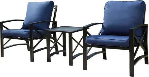 Miniatura 8 de LOKATSE Mecedora para patio, al aire libre, juego con mesa de café Caqui / negro
