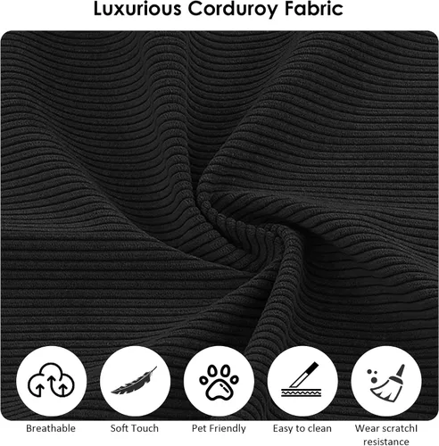 Miniatura 7 de Sofá cama convertible de 80 pulgadas, sofá cama plegable de pana con almohadas, sofá de compresión moderno sin hueso sin montaje, sofá de compresión