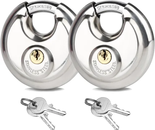 Miniatura 8 de Cerradura de disco para unidad de almacenamiento de 2-3/4 pulgadas (2.756 in), candado con llave de acero inoxidable con llaves, cerradura