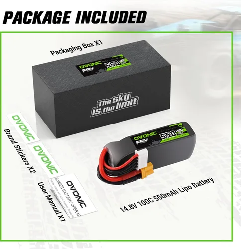 Miniatura 6 de OVONIC Batería Lipo de 14.8V 100C 550mAh 4S con enchufe XT30