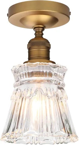 Miniatura 9 de Pathson Flush Mounted Ceiling Light with Heavy Handmade Crafts Glass, Modern Hardwired Stripes Ceiling Lamp Lighting for Living Room Bedroom