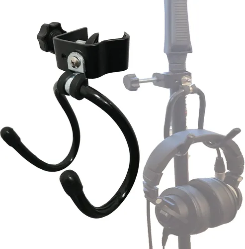 Pmsanzay Soporte universal para colgar, metal negro con almohadillas de goma, se adapta a tubos de 0.4 a 1.5 pulgadas, adecuado para auriculares,