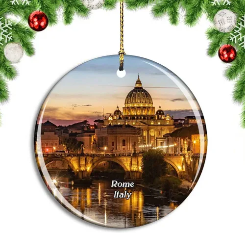 Italia Roma, adorno para árbol de Navidad, decoración colgante, decoración de recuerdo de viaje por la ciudad, colección de recuerdos de porcelana