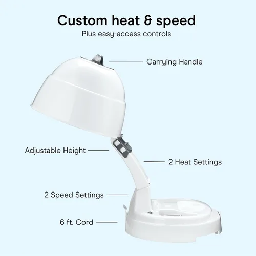 Miniatura 5 de Secador de pelo Conair Pro Styler de casco, de color blanco Secado manos libres para cabello fino, medio, grueso, rizado y texturizado, blanco