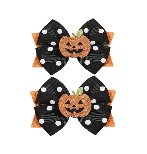 Miniatura 7 de Lazo para el pelo de Halloween, calabaza, murciélago, araña, fantasma, horquilla para fiesta de Halloween, accesorios para el cabello (negro A)