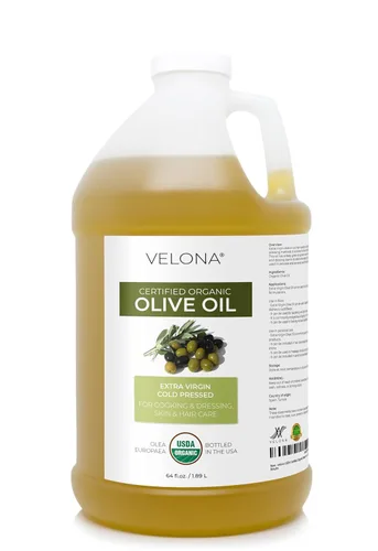 Aceite de oliva orgánico certificado USDA de velona - 64 Fl Oz | 100% puro y natural, aceite base | extra virgen, no refinado, prensado en frío |