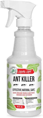 Spray Antihormigas de Aceite de Menta Piperita Mighty Mint – Repelente Natural de Hormigas para Uso en Interior y Exterior – Control de Insectos y