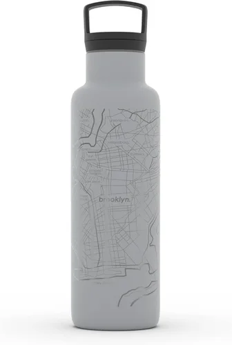 Miniatura 69 de Well Told Botella de agua aislada con mapa de Washington DC grabado, botella de acero inoxidable grabada (21 onzas, blanco) botella aislada de mapa