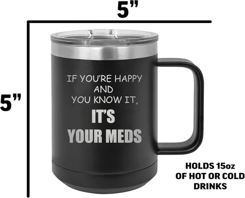 Miniatura 4 de Rogue River Tactical Divertida taza de café de acero inoxidable para farmacéutico, médico, enfermera, con tapa, con texto en inglés "If You're Happy