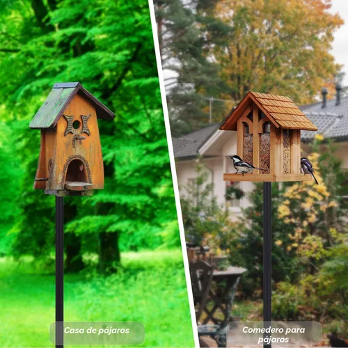Miniatura 8 de Soporte para comedero de pájaros, poste de 95 pulgadas para pájaros para exteriores, resistente, 5 puntas de base, soporte ajustable para comedero