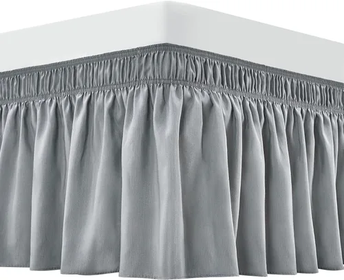 Miniatura 37 de Vocander Falda de Cama Rosa Tamaño Individual con Caída de 14 Pulgadas, Falda de Cama Elástica con Volantes Antipolvo, Fácil de Colocar, Faldas