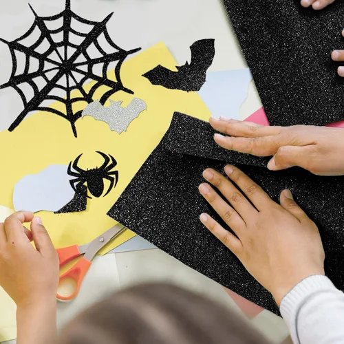 Miniatura 4 de Cartulina negra con purpurina de doble cara 12x12 - Goefun 24 hojas 280GSM/100LB de papel de cartulina negra para Halloween, Cricut, manualidades