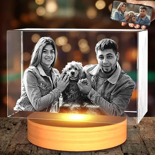 Foto de cristal 3D, regalos personalizados para mujeres, regalos de cumpleaños personalizados para hombres, mamá, ella, él, marido, regalos Paisaje