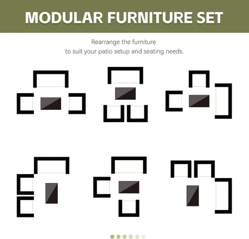 Miniatura 8 de Juego de muebles de patio, juego de 4 piezas para conversación de jardín, mesa y sillas de mimbre para exteriores, juego de patio negro, sofá