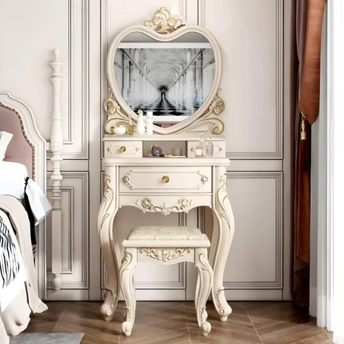 Miniatura 12 de Moderno juego de tocador de maquillaje, escritorio de maquillaje para dormitorio, tocador de madera para dormitorio, tocador de maquillaje, espejo