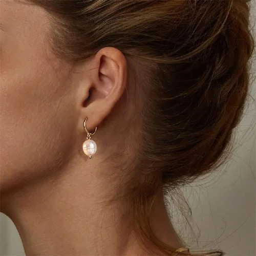 Miniatura 5 de 14k Gold Small Hoop Earrings with Simulated Baroque Pearl Earrings for Women Pearl Drop Dangle Earrings Gold Hoop Earrings for Women
