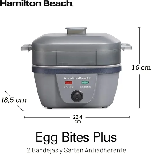 Miniatura 8 de Hamilton Beach Olla eléctrica 6 en 1 para huevos duros, máquina para picaduras de huevos estilo Sous Vide y cazador escalfador, sartén antiadherente