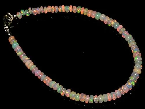 Miniatura 3 de Pulsera de cuentas lisas de ópalo etíope de 18 quilates con piedras preciosas naturales de 7 pulgadas