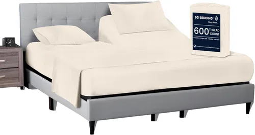 Miniatura 34 de SGI bedding Juego de sábanas King de 36 pulgadas, 100 % algodón egipcio, sábanas ajustables de 600 hilos, juego de sábanas ajustables de 4 piezas