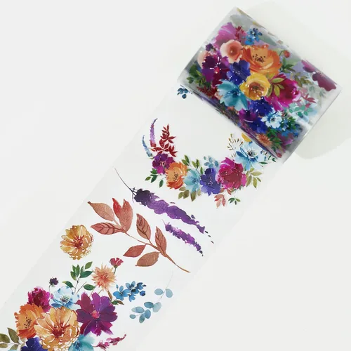 WT Pretty Florals - Cinta ancha de PET, rollo individual, diseños originales, cinta decorativa floral, cinta transparente para manualidades para WT