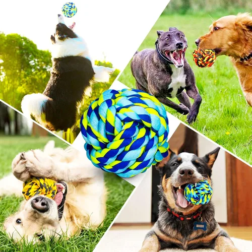 Miniatura 6 de SHARLOVY Juguetes para perros para masticadores agresivos, bolas de perro para razas grandes, juguetes masticables de cuerda de algodón resistente 6