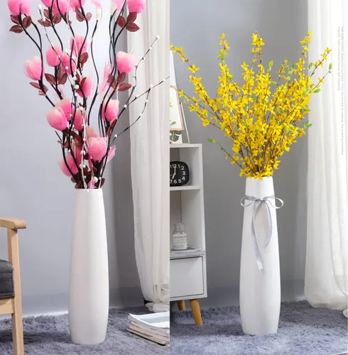 Miniatura 6 de Jarrón alto de cerámica blanca de 28 pulgadas, soporte para flores, jarrones grandes decorativos para centros de mesa, estantes, decoración