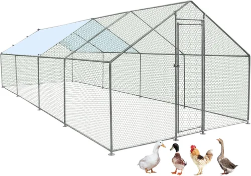 Miniatura 8 de Gallinero de metal para exteriores, extra grande, para gallineros, corren en jaula de aves de corral para patio con cubierta para pollos, conejos
